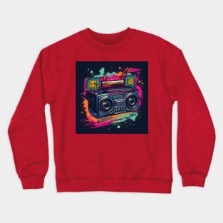 Ghetto Blaster Boom Box 80s Hip-Hop Stereo Crewneck Sweatshirt